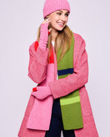 Nougat Pink & Tartan Lambswool Fingerless Mittens