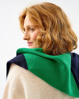 Billiard & Navy Lambswool Scout Stripe Triangle Scarf
