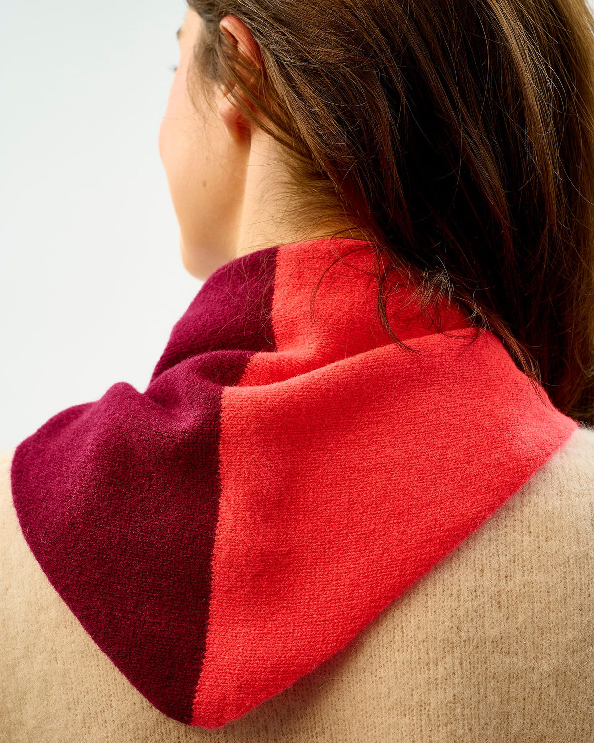 Bordeaux-Neon-Orange-Lambswool-Scout-Stripe-Triangle-Scarf