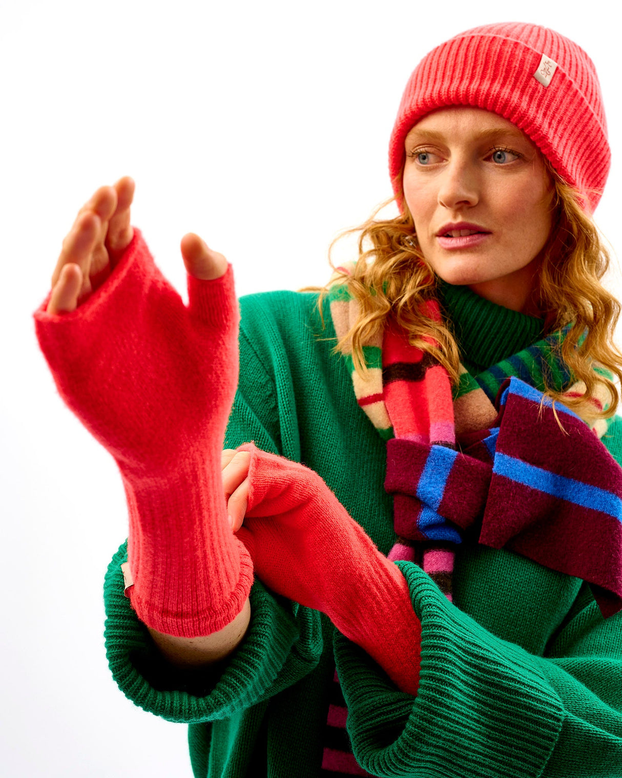 Neon-Orange-Lambswool-Fingerless-Mittens