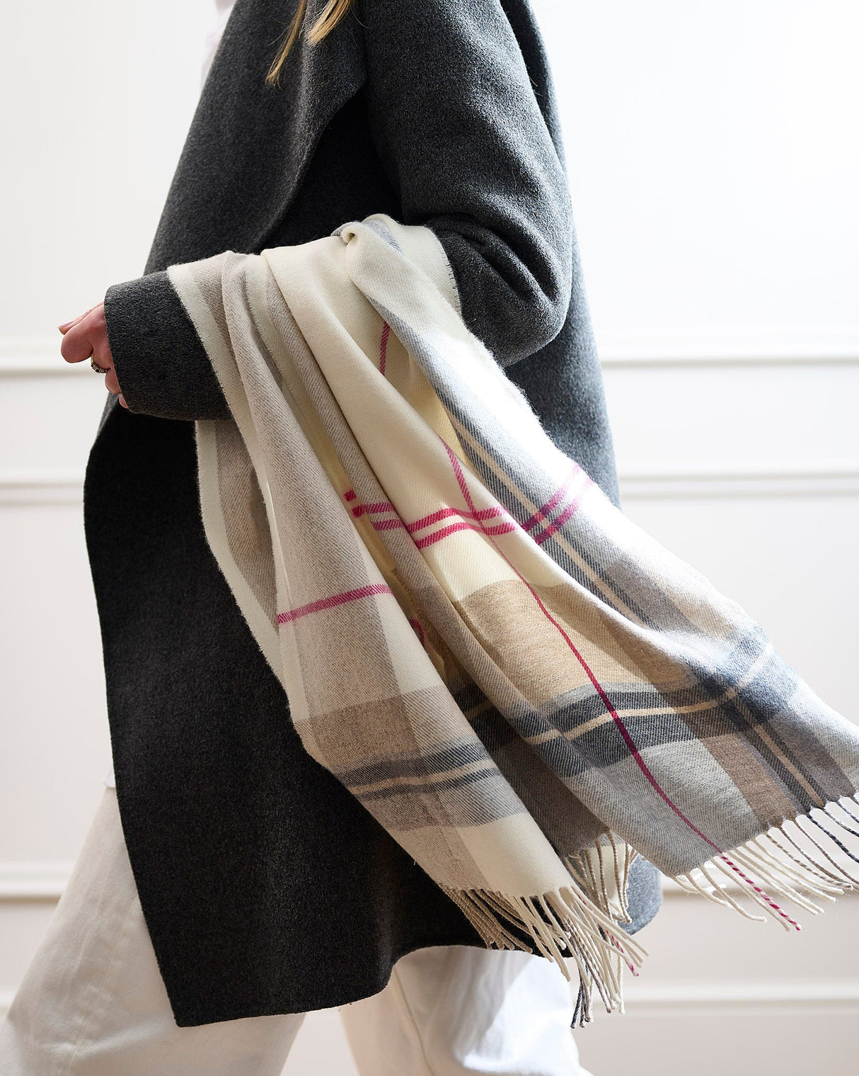 Rome Check Wide Merino Scarf
