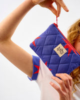 Red Stars Quilted Cotton Cosmetic Pouch