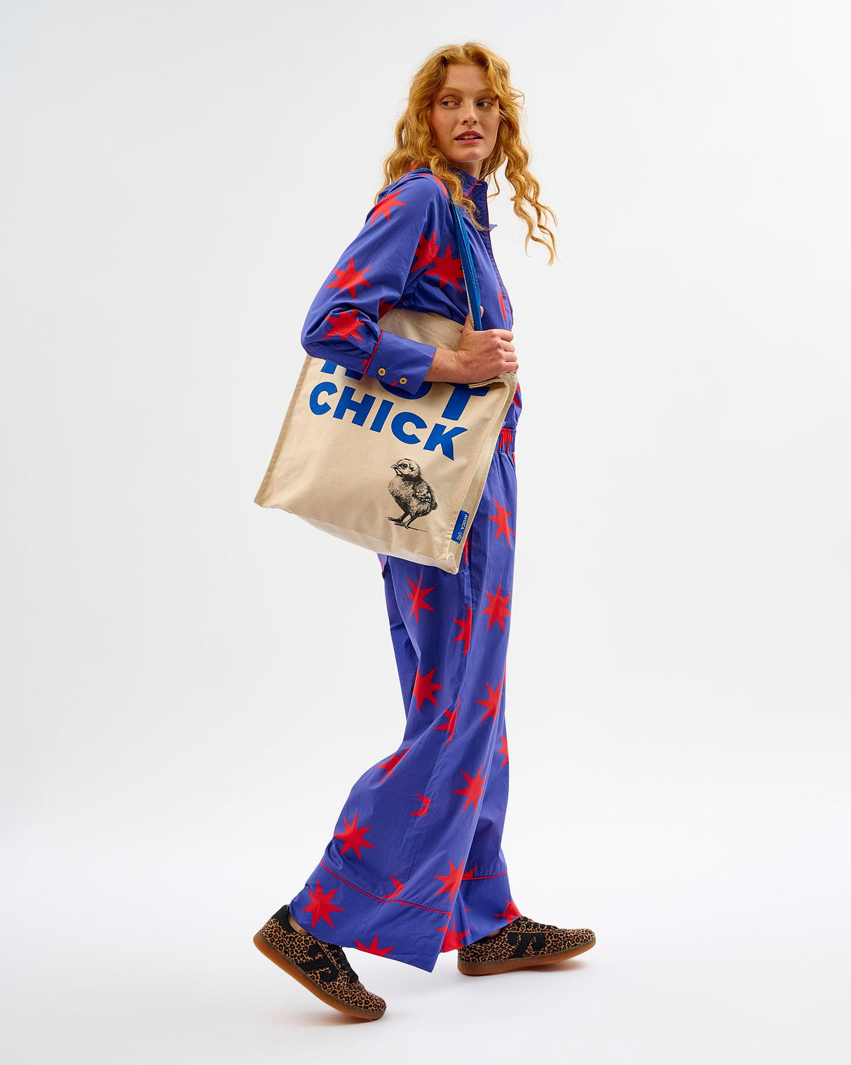Red Stars Cotton Wide Leg Bottoms