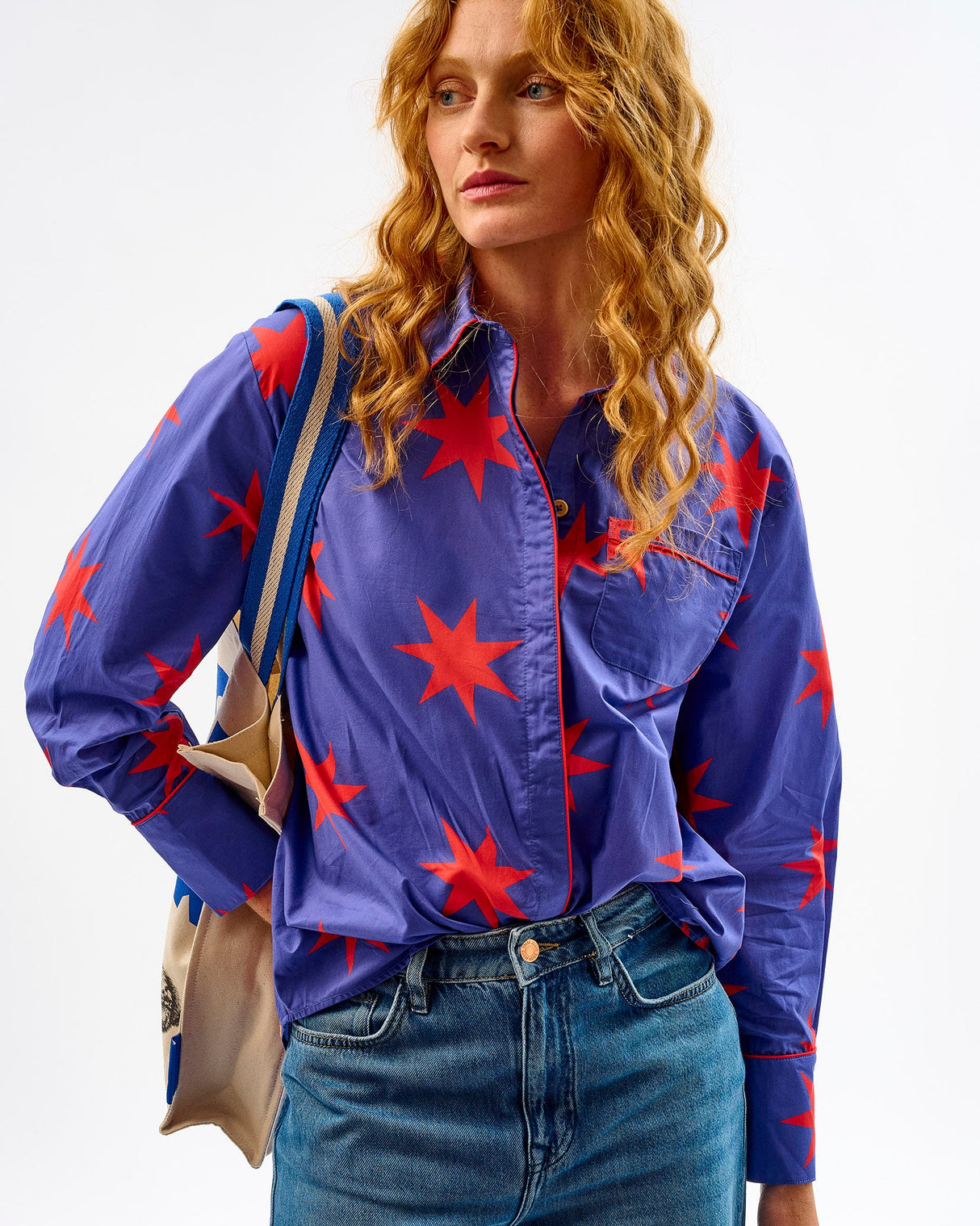 Red-Stars-Cotton-Relaxed-Fit-Shirt