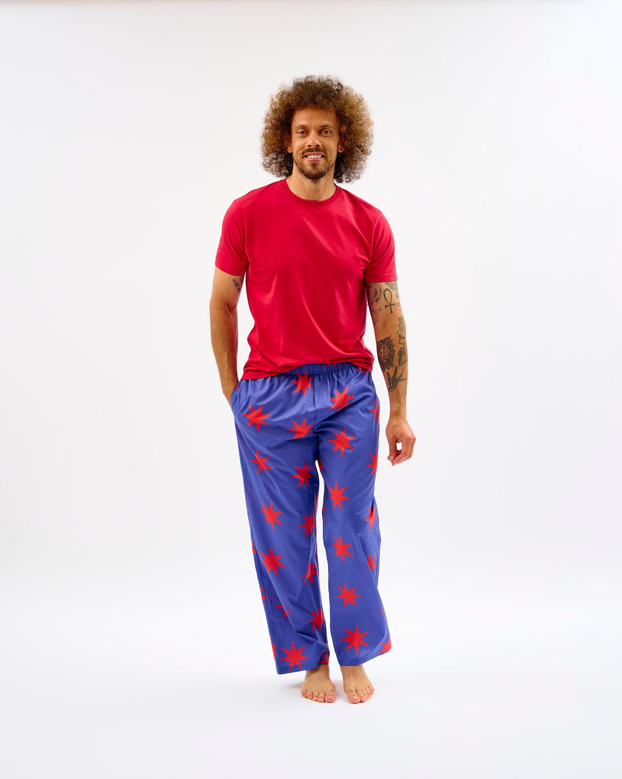 Red-Stars-Mens-Cotton-Bottoms