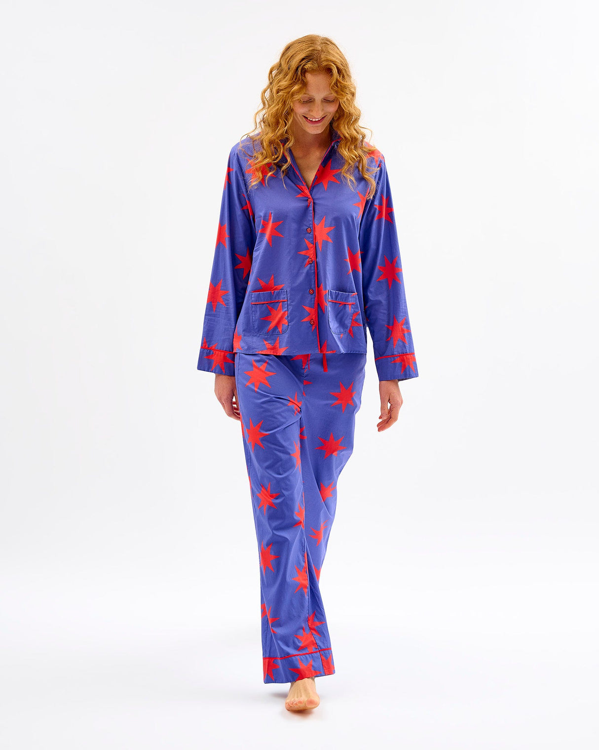 Red Stars Cotton Pyjama Set