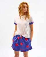 Red Stars White Cotton T-Shirt