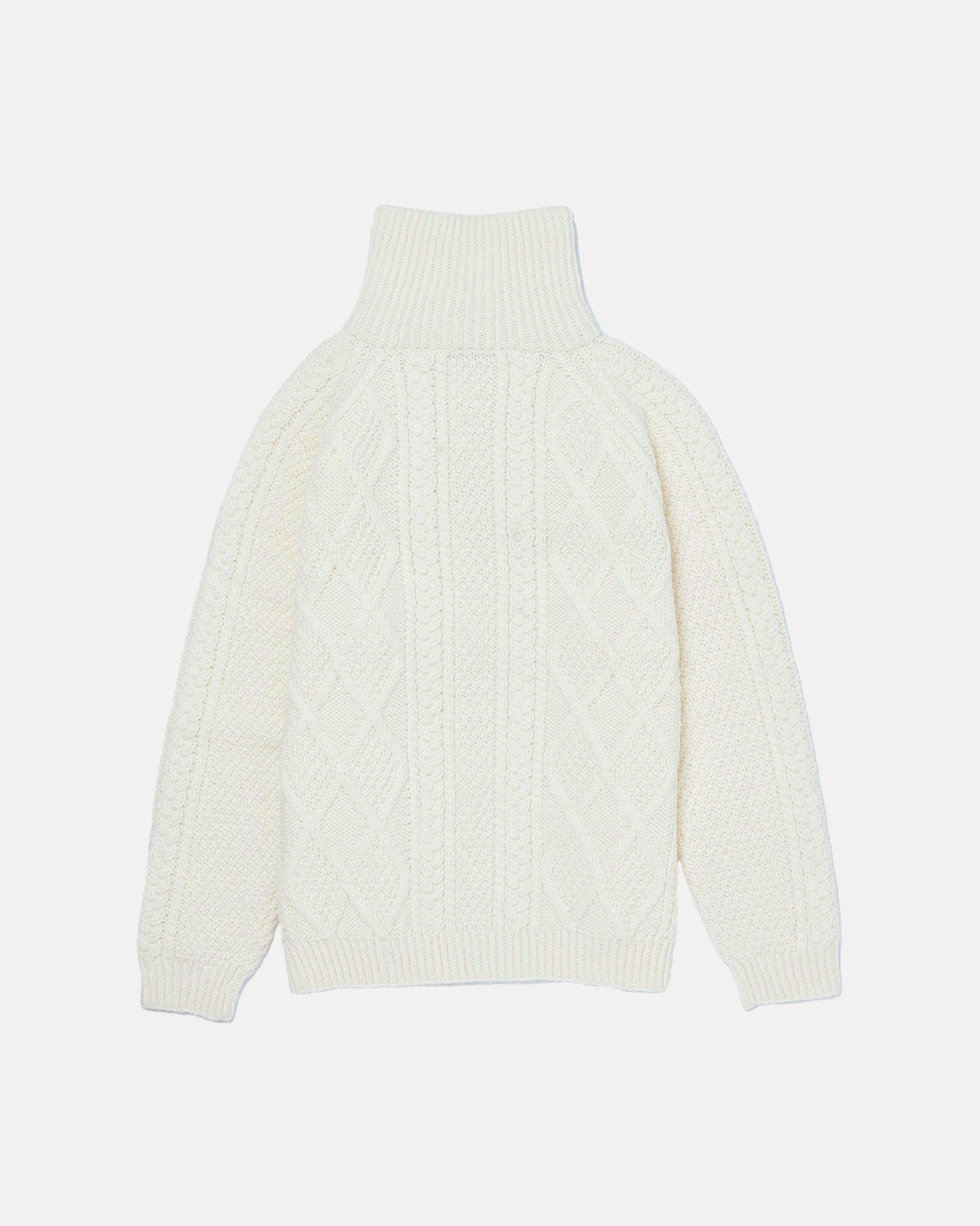 Cream-Aran-Merino-Wool-Zip-Knit-Cardigan