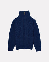 Navy-Aran-Merino-Wool-Zip-Knit-Cardigan