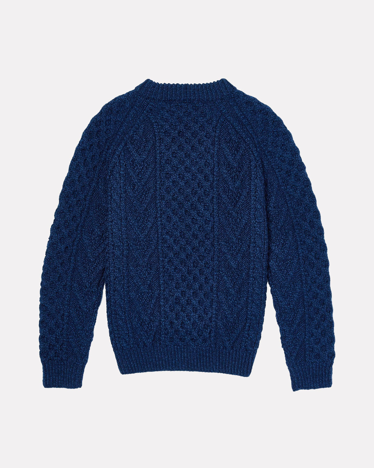 Navy Aran Merino Wool Honeycomb Knit Sweater