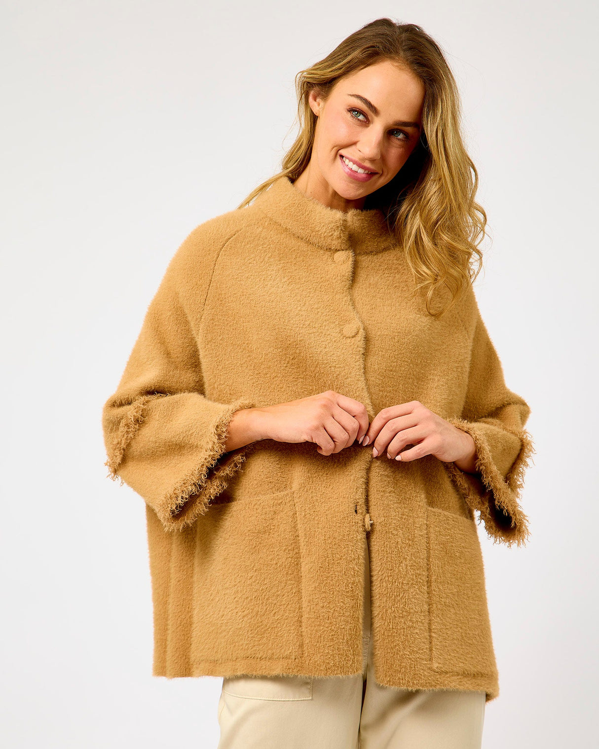 Burlywood Sabe Fringe Detail Cape