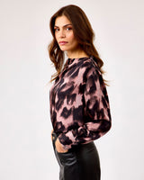 Blurry Leopard Print Long Sleeve Blouse