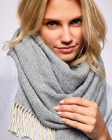 White & Grey Cashmere Wool Sandymount Scarf