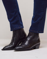 Black Tammy Leather Western Ankle Boot