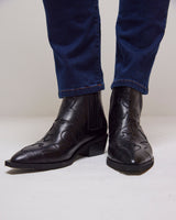 Black Tammy Leather Western Ankle Boot