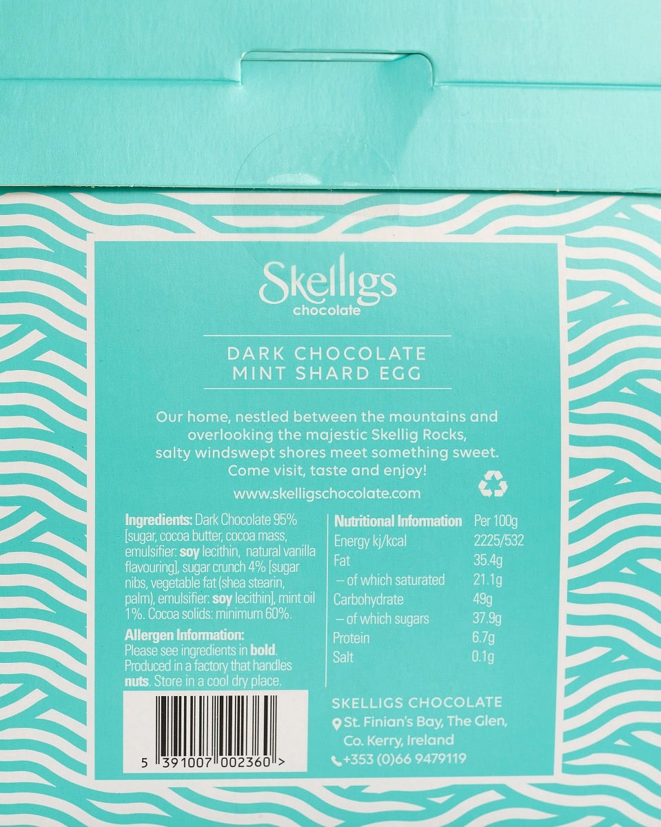 Skelligs 54% Dark Chocolate Mint Shard Egg