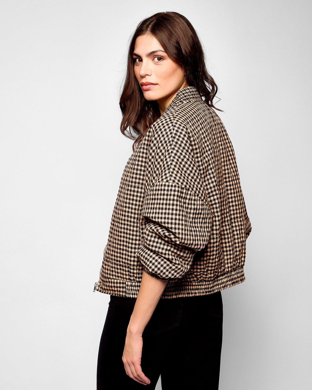 Black & White Gingham Padoue Bomber Jacket