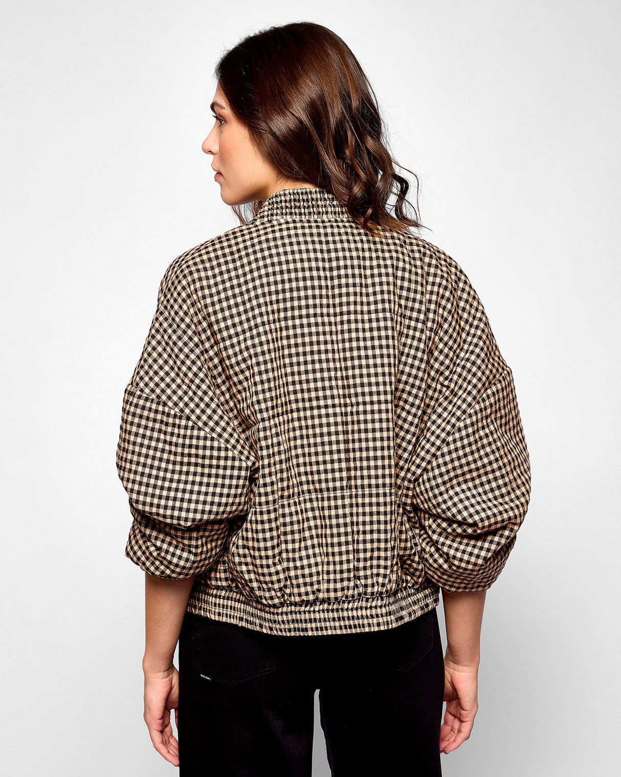 Black & White Gingham Padoue Bomber Jacket