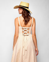 Cream Pinstripe Casey Tie Back Dress