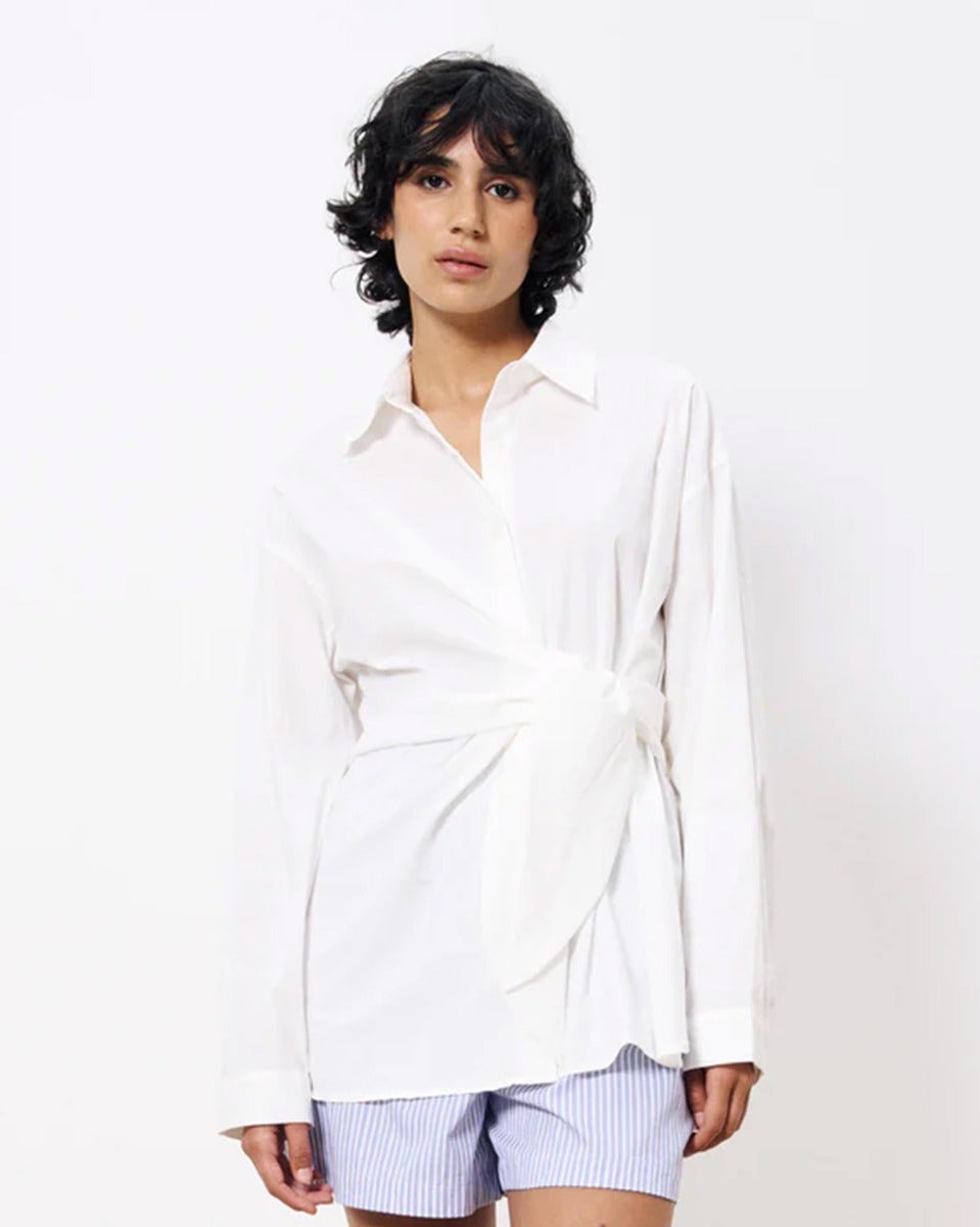 White Adia Wrap Detail Shirt