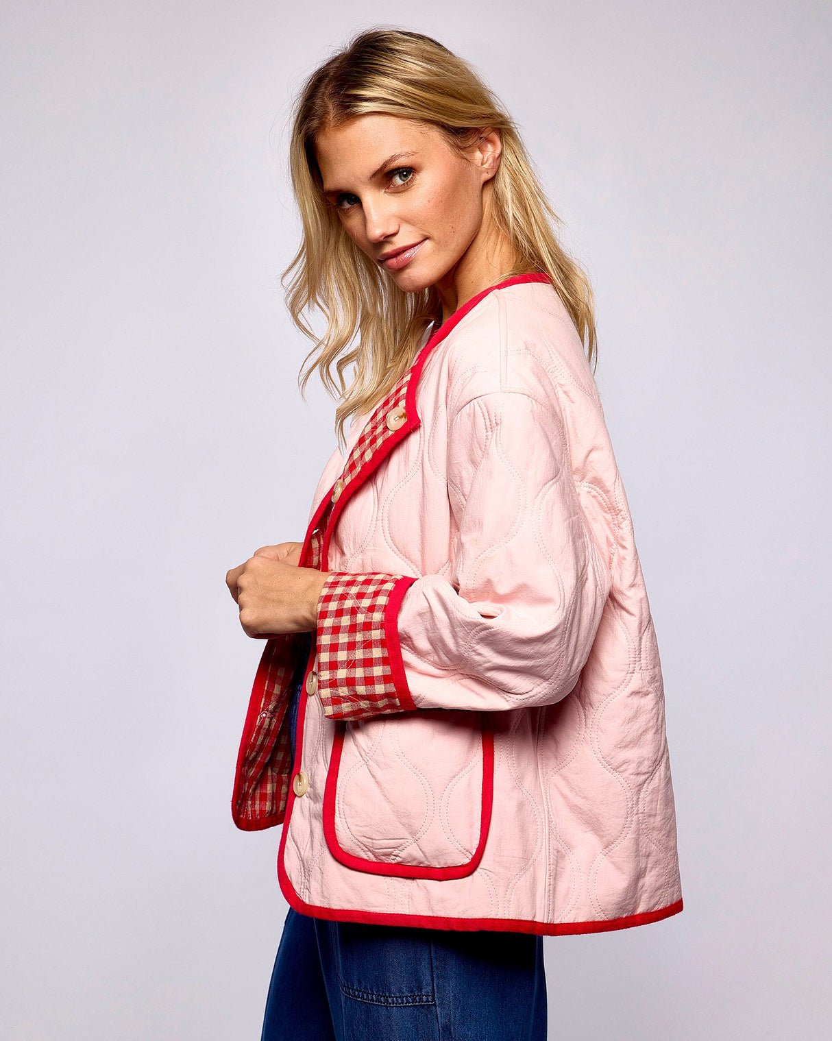 Red Gingham & Pink Alezia Reversable Jacket