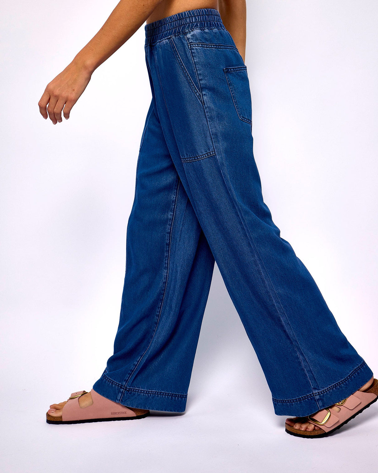 Navy-Blue-Satine-Wide-Leg-Chambray-Trousers