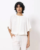 Cream Perrime Grid Print Shirt