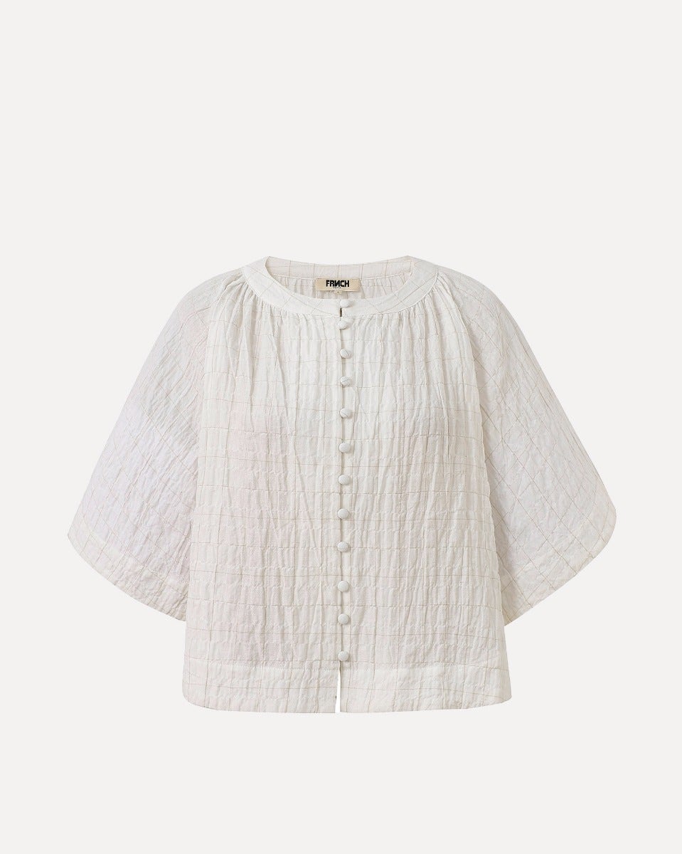 Cream Perrime Grid Print Shirt
