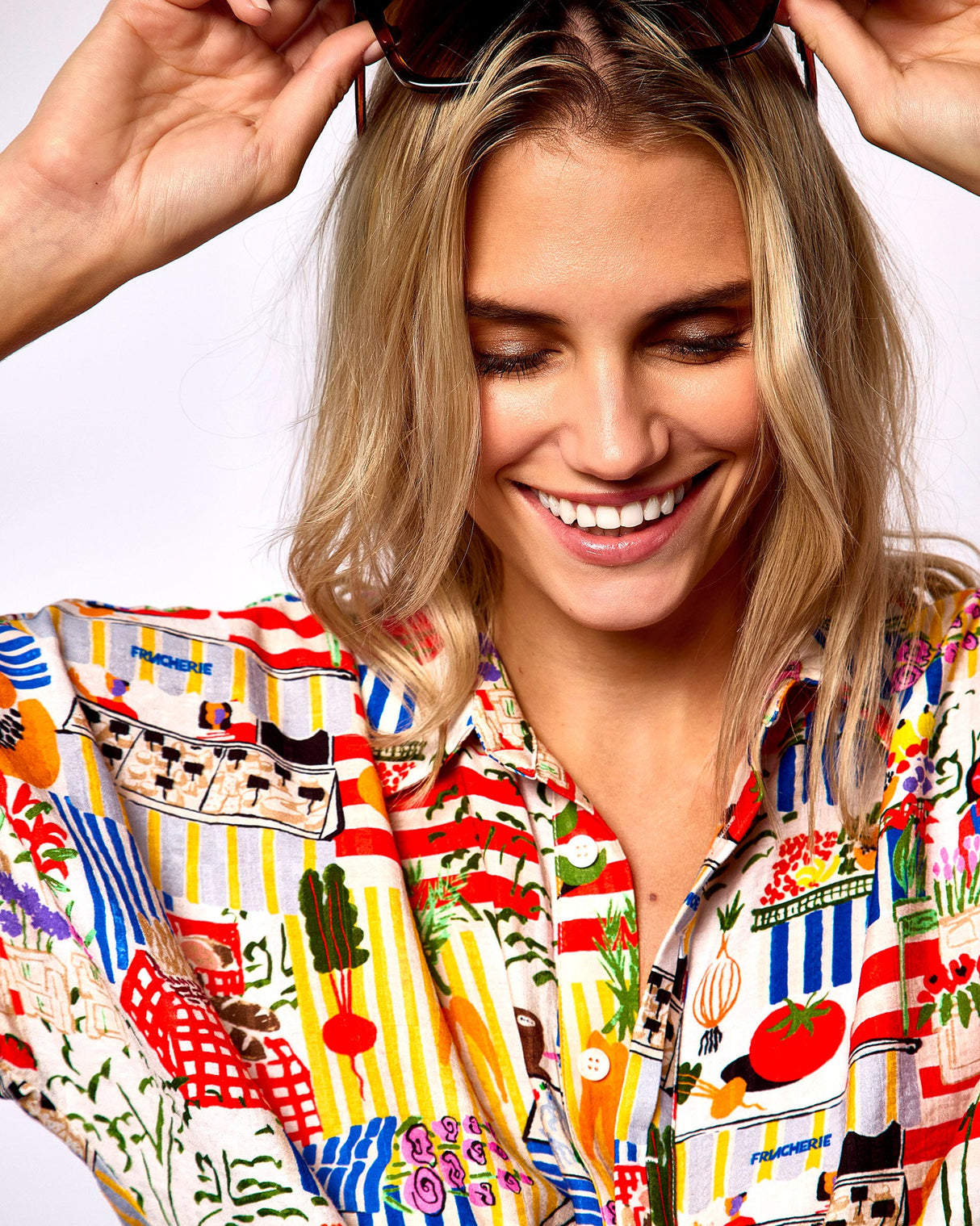 Market Print Celiane Tie Front Shirt