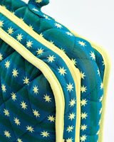 Teal Stripes & Stars Cotton Large Cosmetic Bag