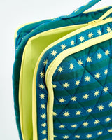 Teal Stripes & Stars Cotton Large Cosmetic Bag