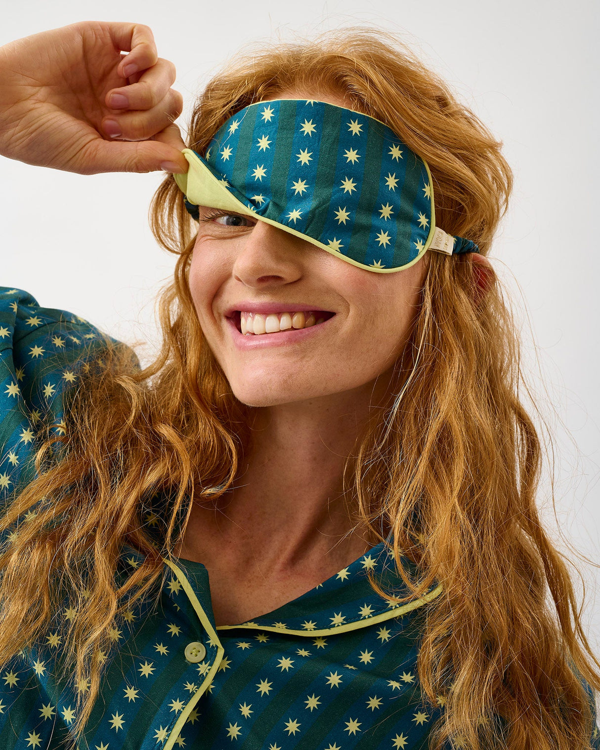 Teal-Stripes-Stars-Cotton-Eye-Mask