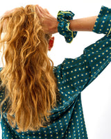 Teal-Stripes-Stars-Cotton-Hair-Scrunchie