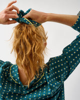 Teal-Stripes-Stars-Cotton-Hair-Scrunchie