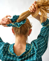 Teal Stripes & Stars Cotton Hair Scrunchie