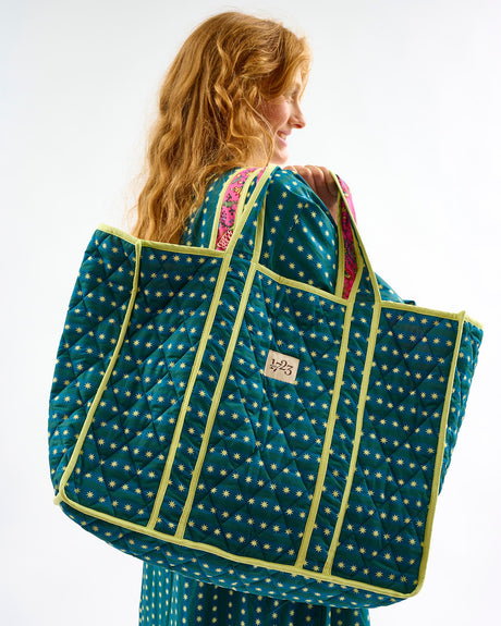 Teal-Stars-Stripes-Quilted-Cotton-Tote-Bag