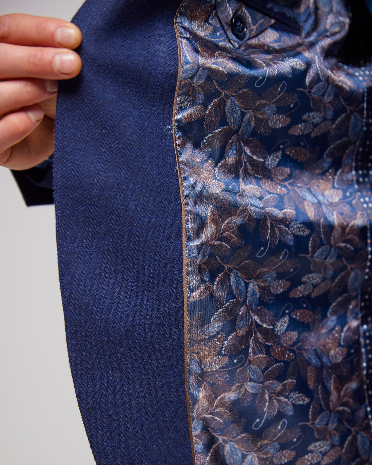 Navy Herringbone Classic Wool Mix Blazer