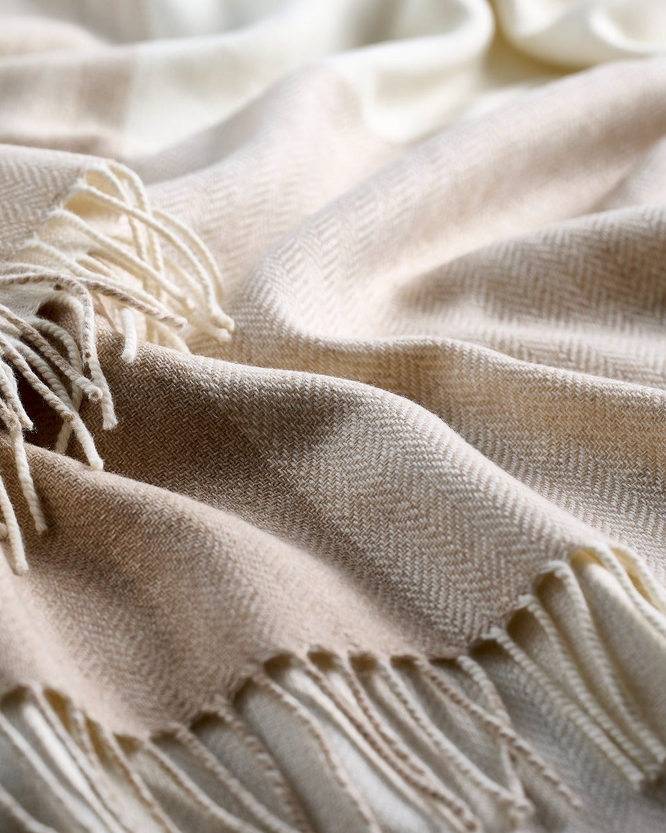 Cream Check Stella Cashmere Blend Throw