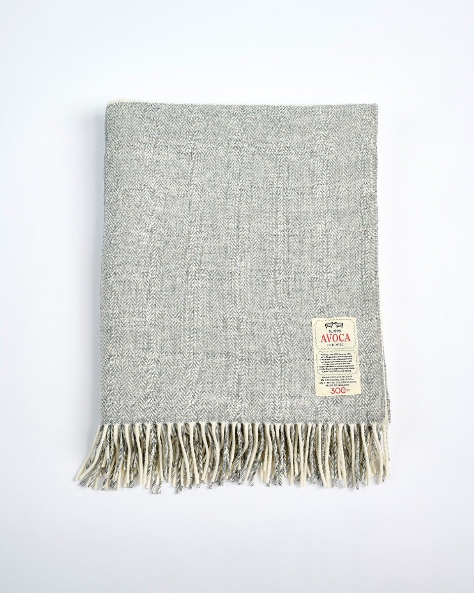 Grey Check Stella Cashmere Blend Throw
