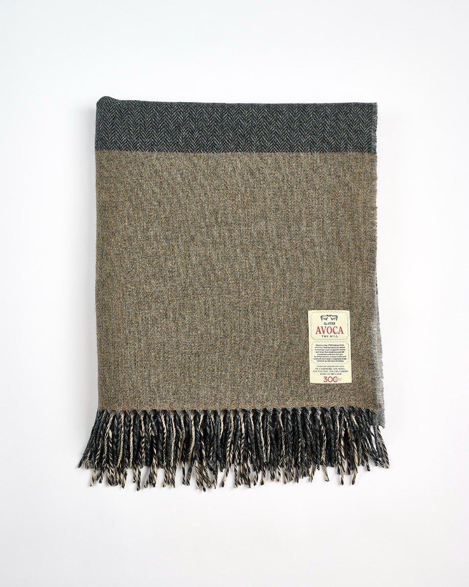 Charcoal & Cream Stella Cashmere Blend Throw