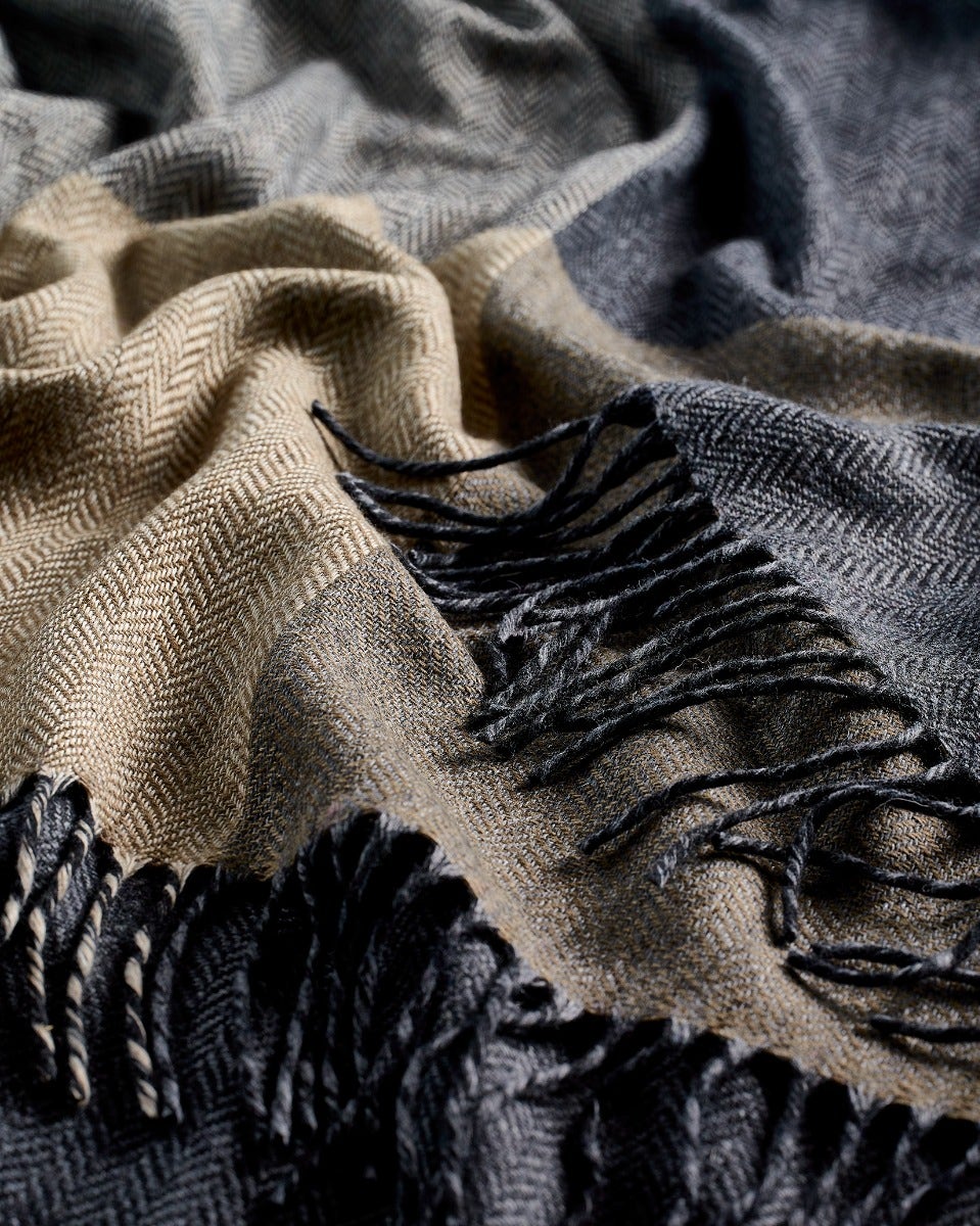 Charcoal & Cream Stella Cashmere Blend Throw