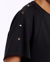 Black Tate Button Detail Top