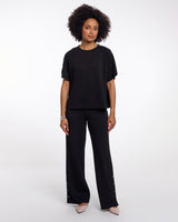 Black Tate Button Detail Top