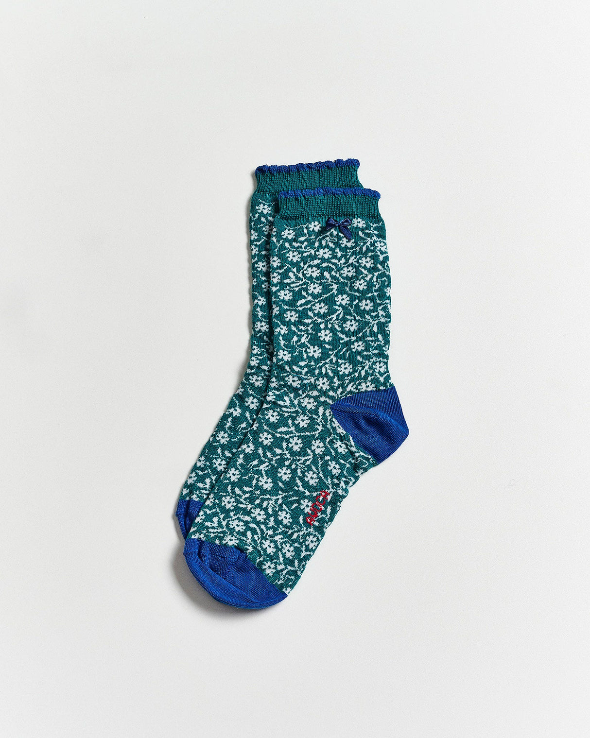 Teal-Little-Flower-Ankle-Socks