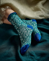 Teal Little Flower Ankle Socks