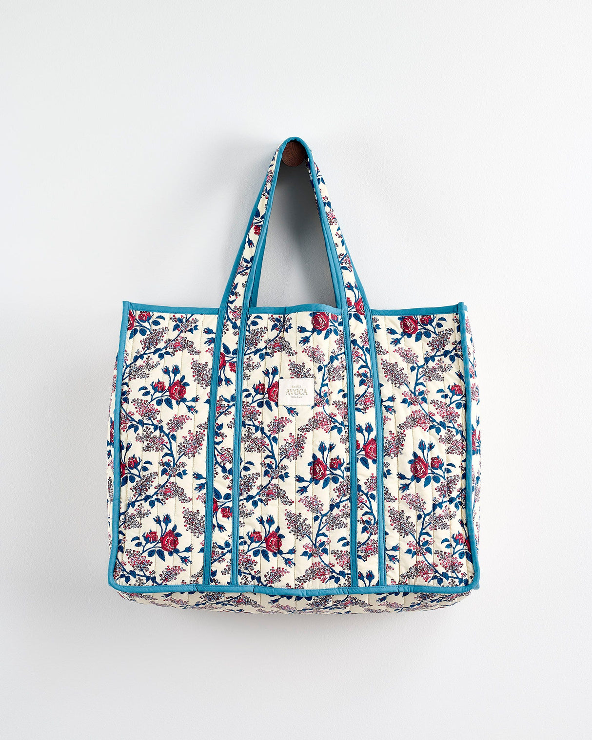 Orange-Rose-Mini-Floral-Navy-Quilted-Cotton-Tote-Bag