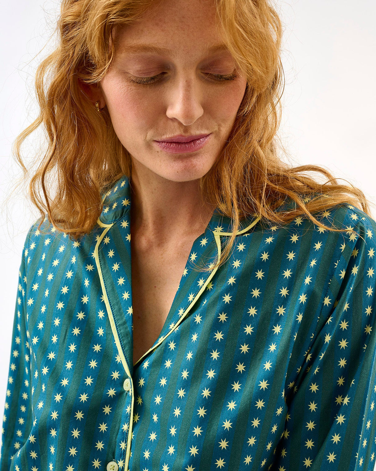 Teal Stripes & Stars Cotton Pyjama Set