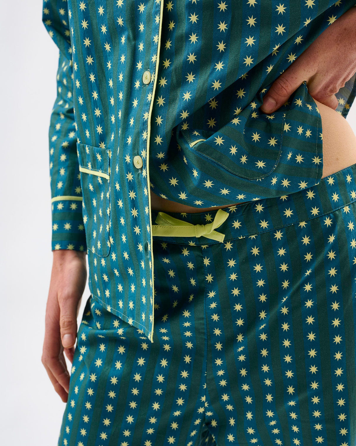 Teal Stripes & Stars Cotton Pyjama Set