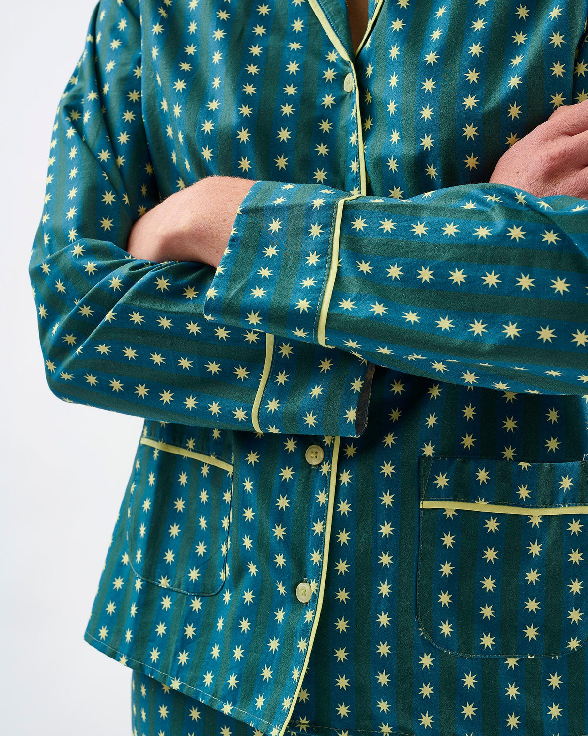Teal Stripes & Stars Cotton Pyjama Set