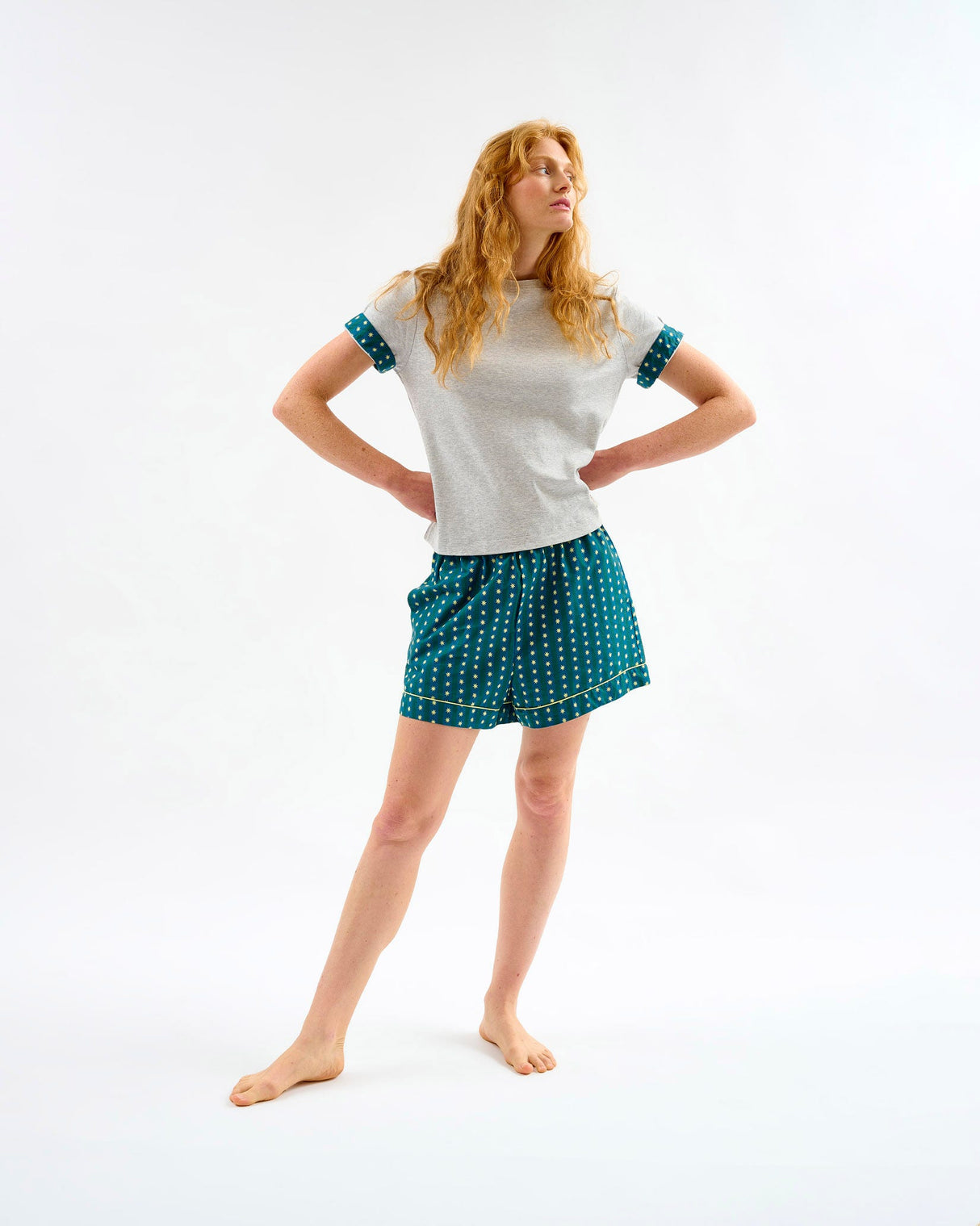 Teal-Stripes-Stars-Cotton-Shorts
